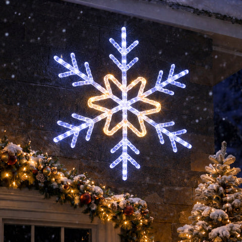 Lexi Lighting 50cm Snowflake With Shooting Star Effect - White + Warm White