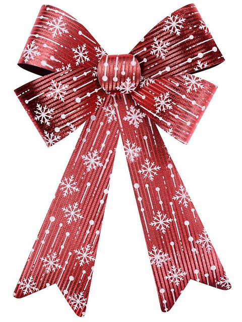 Christmas Warehouse - DECRB252 Red Glitter Stripe & Snow White Whimsical Monumental Bow | 45cm Red with White