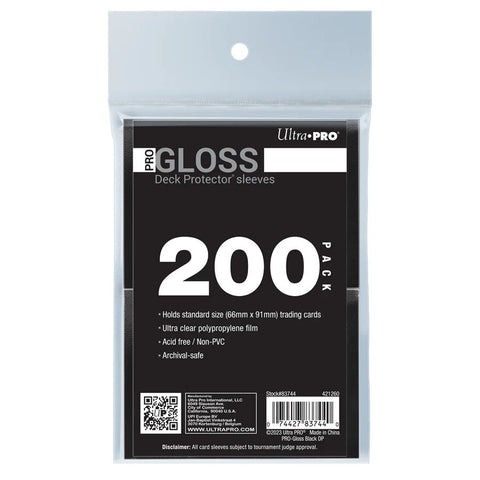 Ultra Pro: UP83744 PRO-Gloss Standard Deck Protector Sleeves 200ct Bundle (Black)
