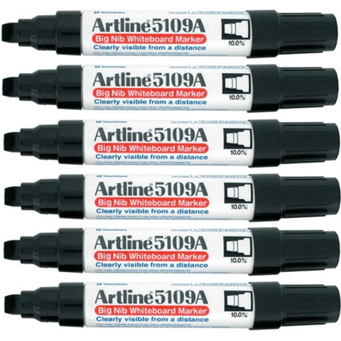 Artline Whiteboard Marker Big Nib 10mm Chisel Tip (Black) [Box 6]