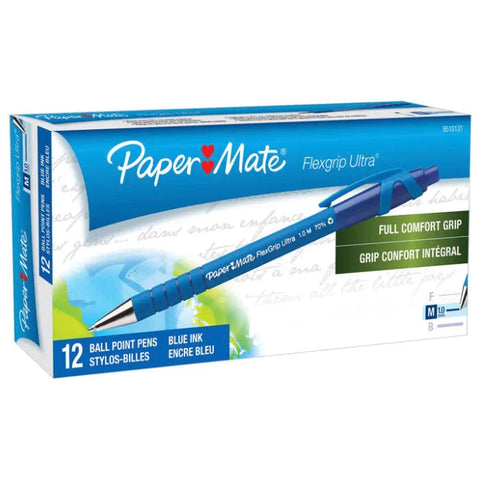 Papermate Flexgrip Retractable Ballpoint Pen Medium 1.0mm (Blue) [Box 12]