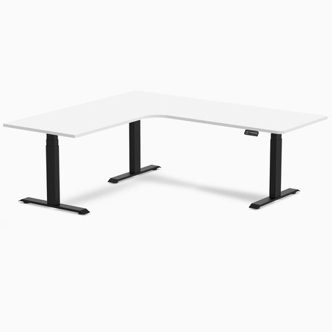 Desky L-Shape Melamine Sit Stand Desk 2000x1800mm - Left Return (White/Matte Black)