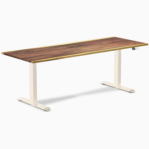 Desky Dual Hardwood Sit Stand Desk 200cm Saman Desktop and Wheat Frame