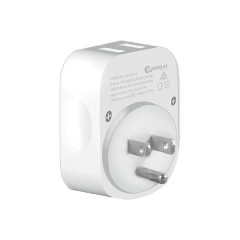 Sansai Travel Adaptor with 2 x USB Ports - AU/USA Region
