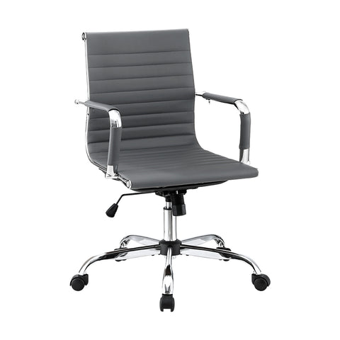 Artiss Office Chair Conference Chairs PU Leather Mid Back (Grey)