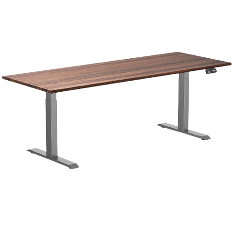 Desky Dual Hardwood Sit Stand Desk 200cm Walnut Desktop and Space Grey Frame