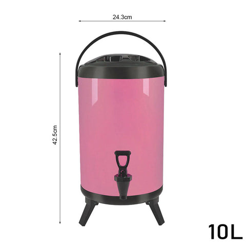 SOGA 10L Insulated Stainless Steel Beverage Dispenser with Faucet (Pink)