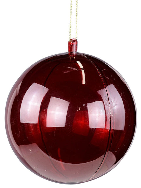 Christmas Warehouse - DECR9202 Red Lustrous Signature Transparent Bauble | 10cm Red