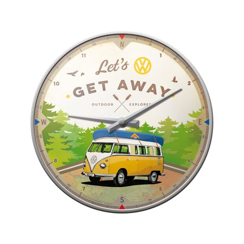Nostalgic-Art Wall Clock Lets Get Away VW Bulli Retro Design 30cm