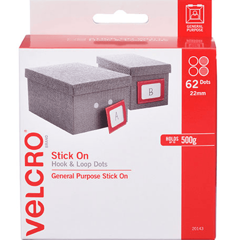 Velcro Brand Stick-On Hook And Loop Dots Circles Set 22mm White Pack 62