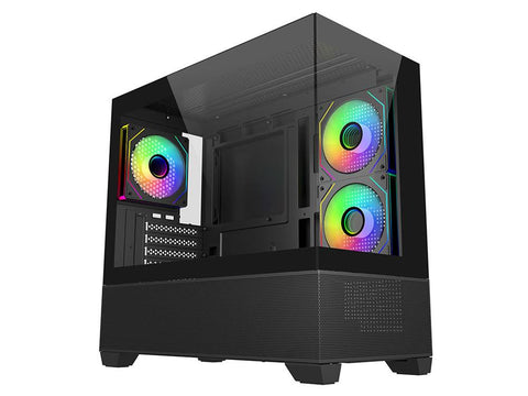 Cooler Master Elite 490 Dual Tempered Glass Micro-ATX Case - Black