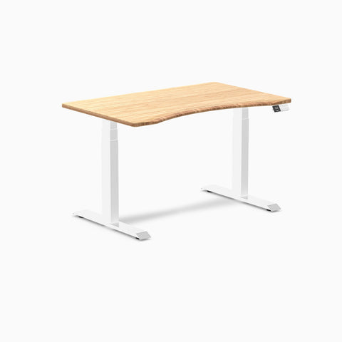 Desky Dual Ergo Edge Sit Stand Desk 120cm Bamboo Desktop and White Frame