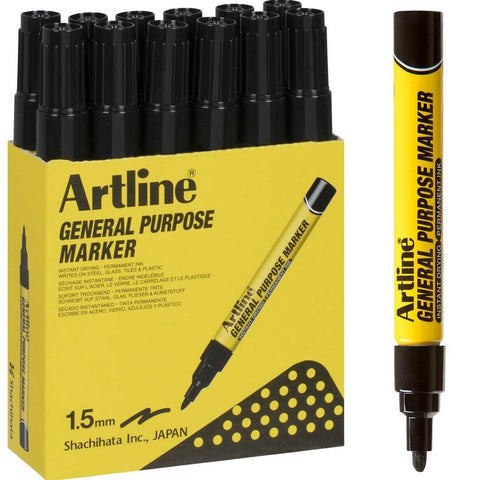 Artline Box 12 General Purpose Permanent Marker (Black)