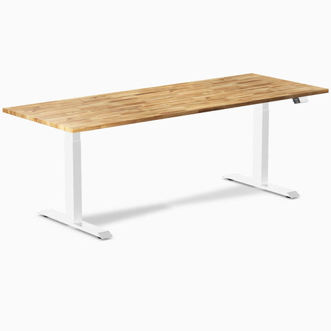 Desky Dual Hardwood Sit Stand Desk 200cm Acacia Desktop and Matte Black Frame
