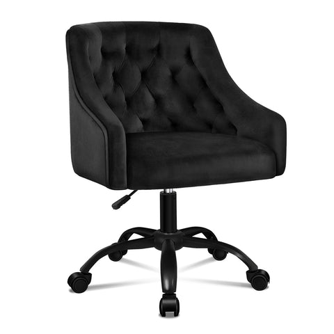 ALFORDSON Velvet Office Chair Computer Swivel Armchair Work Adult Kids (Black)