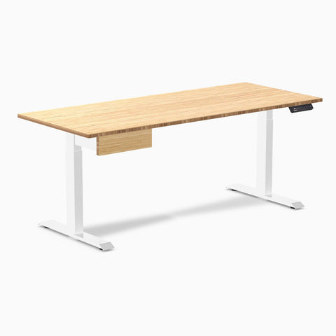 Desky Single Standing Desk With Drawer - Bamboo / 1800x750mm / White