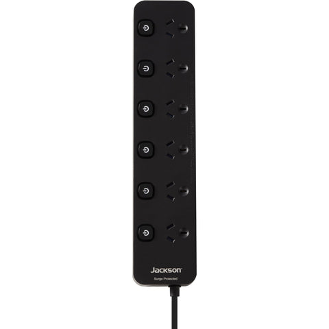 Jackson 6 Way Switched Surge Protected Powerboard