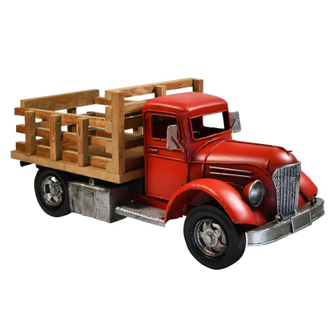 Boyle Auto Petit Farm Truck Metal Ornament Figurine 37x17cm (Red)