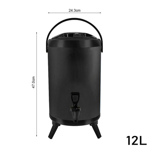 SOGA 12L Insulated Stainless Steel Beverage Dispenser with Faucet (Black)