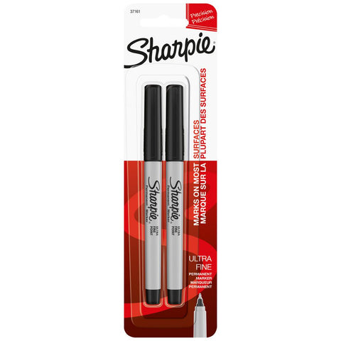 Sharpie Ultra Fine Permanent Marker 0.3mm, Black - 2 Pack