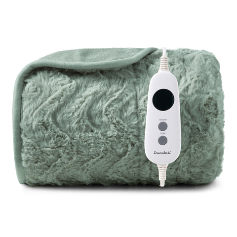 Dreamaker 500gsm Faux Fur Electric Heated Throw Blanket [130x160cm] (Leaf)
