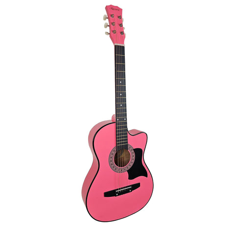 Karrera 38in Cutaway Acoustic Guitar with Carry Bag (Pink)