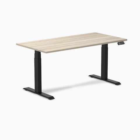 Desky Dual Melamine Sit Stand Desk 150cm Classic Oak Desktop and Matte Black Frame