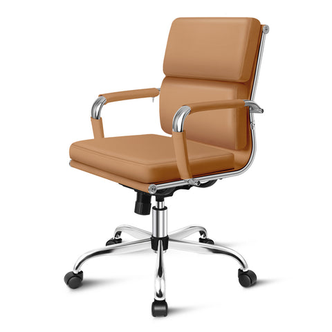 ALFORDSON Office Chair Ergonomic Paddings Executive Computer Seat Mid Back (Brown)