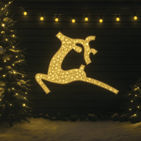 Lexi Lighting 2D 1.2M Mesh Flying Reindeer with twinkle LED - Warm White