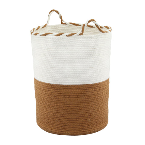 Artiss Woven Laundry Basket with Handles Foldable (White/Brown)