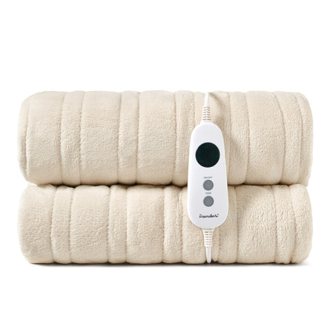 Dreamaker Coral Fleece Electric Heated Throw Blanket [180x200cm] (Cream)