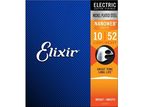 Elixir #12077 Electric Guitar Strings Nano Steel 10-52 Light Heavy