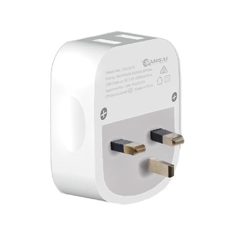 Sansai Travel Adaptor with 2 x USB Ports - AU/UK Region