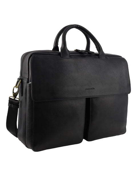 Pierre Cardin Men's Leather Classic Messenger/Computer Bag 41x30cm Black