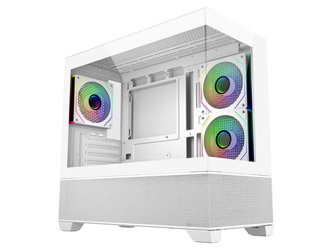 Cooler Master Elite 490 Dual Tempered Glass Micro-ATX Case - White