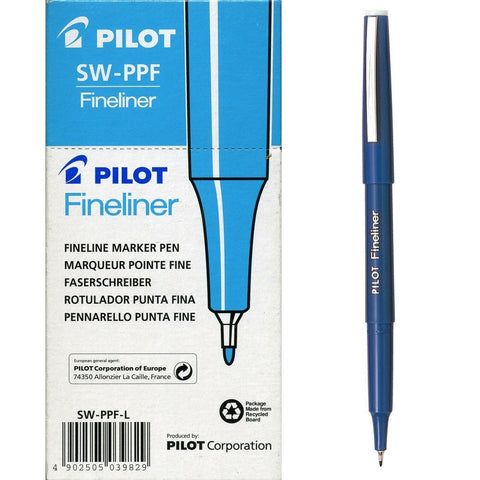 Pilot Original Fineliner Pen Marker 0.4mm Blue Box 12