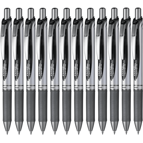 Pentel BL77 Box 12 Energel Gel Ink Pen Retractable Medium 0.7mm (Black)