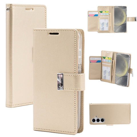 Goospery Rich Diary for Galaxy S24 Plus - Gold
