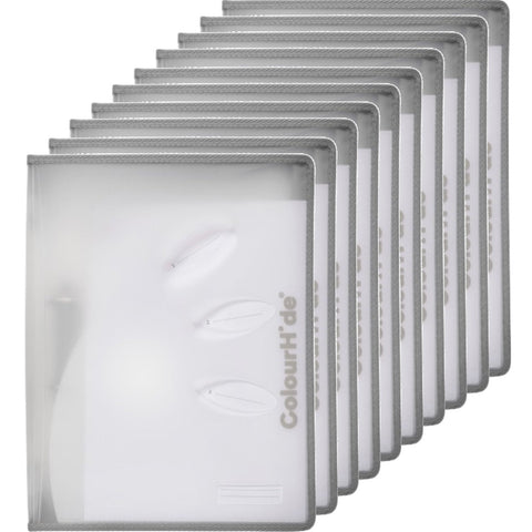 ColourHide Zipper Binder A4 2 D-Ring 25mm Clear Grey Bulk Pack 10