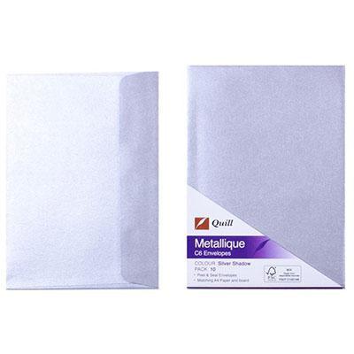 Quill C6 Matallique Envelopes Pack 10 (Silver Shadow)