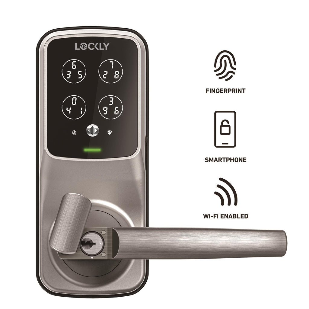 Lockly Secure Pro Latch Edition Door Lock with WiFi Hub (Satin Nickel