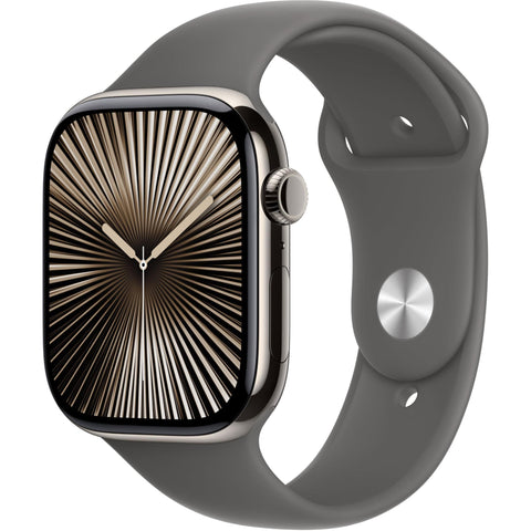 Apple Watch Series 10 46mm Natural Titanium Case GPS + Cellular Sport Band (S/M)[Stone Grey]