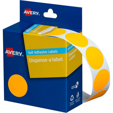 Avery 937301 Round Label Dispenser 24mm (Fluoro Orange) [Box 350]