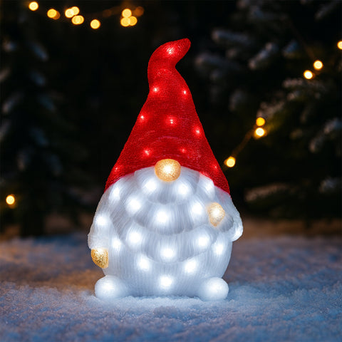 Lexi Lighting Acrylic Red Santa Gonk Christmas Lights