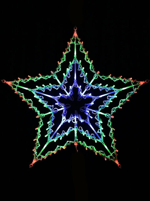 Christmas Warehouse - OUDRS266 53cm Concentric Stars Multi Colour LED Outdoor Christmas String Light Display Red, Green & Blue
