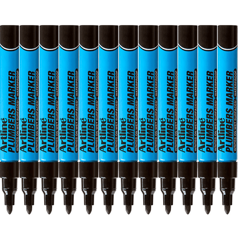 Artline Box 12 Plumbers Permanent Marker Waterproof (Black)