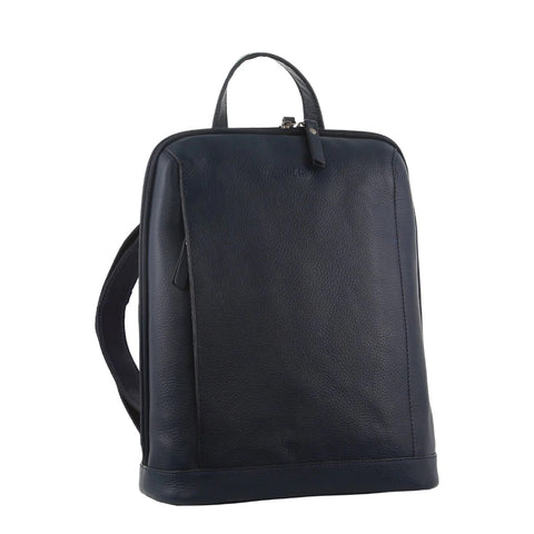 Milleni Ladies Nappa Leather Backpack - Navy