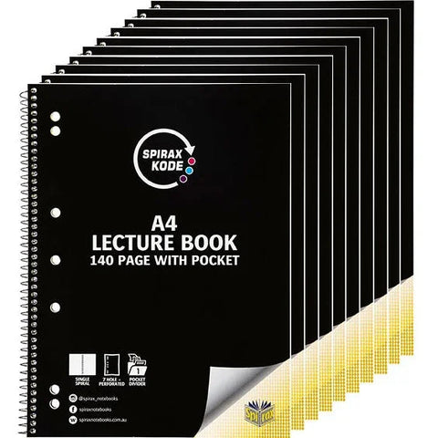 Spirax 958 Kode Lecture Book With Pocket 140 Page A4 10 Pack
