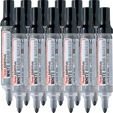 Pentel MW50M Easyflo Whiteboard Marker Bullet Point (Black) [Box 12]