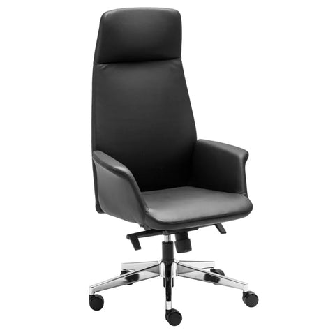 Rapidline Accord Office Chair High Back Genuine Leather (Black)